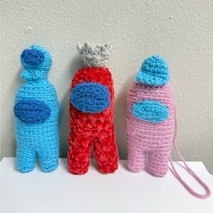 Handmade Amigurumi Plush Set (3 pcs) – Among Us Inspired